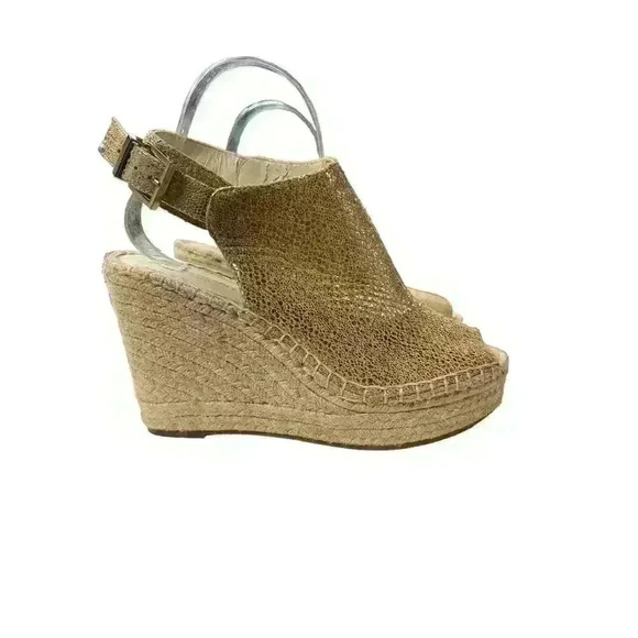 Kenneth Cole New York Olivia Wedge Sandal 3” Jute Heel Buckle Strap Peep Toe 9 - Picture 5 of 10
